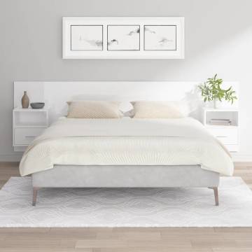 High Gloss White Bed Headboard with Cabinets | Hipomarket