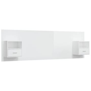 High Gloss White Bed Headboard with Cabinets | Hipomarket