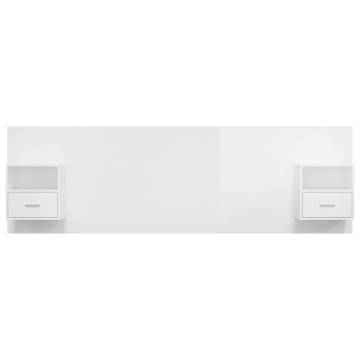 High Gloss White Bed Headboard with Cabinets | Hipomarket