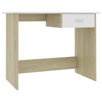 Modern Desk White & Sonoma Oak - 100x50 cm for Study & Work