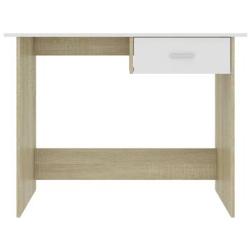 Modern Desk White & Sonoma Oak - 100x50 cm for Study & Work