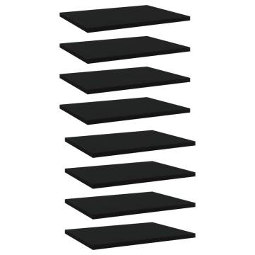 Bookshelf Boards 8 pcs Black | Engineered Wood Storage Solution