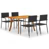 5 Piece Black Garden Dining Set - Stylish Outdoor Furniture