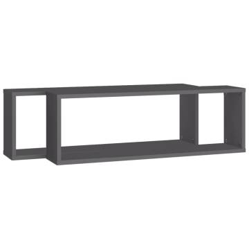 Wall Cube Shelf Set - 2 pcs Grey | Stylish & Functional Storage