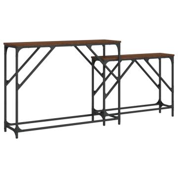 Elegant Nesting Console Tables - 2 pcs Brown Oak | Hipo Market