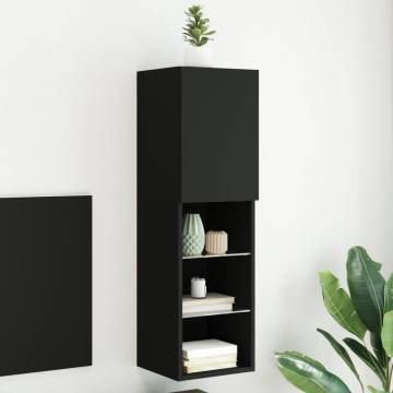 Stylish TV Cabinet with LED Lights - Black, 30.5x30x102 cm