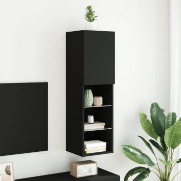 Stylish TV Cabinet with LED Lights - Black, 30.5x30x102 cm