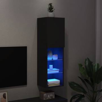 Stylish TV Cabinet with LED Lights - Black, 30.5x30x102 cm