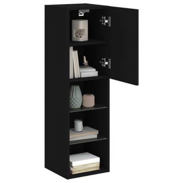 Stylish TV Cabinet with LED Lights - Black, 30.5x30x102 cm