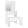 Dressing Table Set with LED - White Engineered Wood - HipoMarket