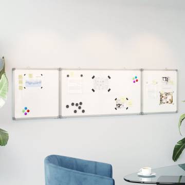 Foldable Magnetic Whiteboard 200x50 cm - Aluminium Frame