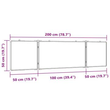 Foldable Magnetic Whiteboard 200x50 cm - Aluminium Frame