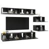 High Gloss Grey TV Cabinets Set - 8 Piece | Hipomarket UK