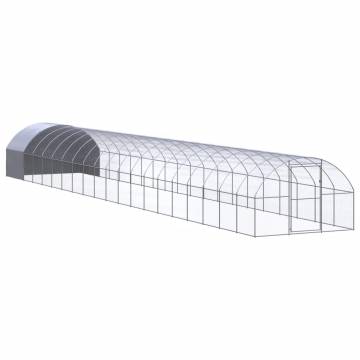 Spacious Outdoor Chicken Coop - Galvanised Steel 3x20x2m