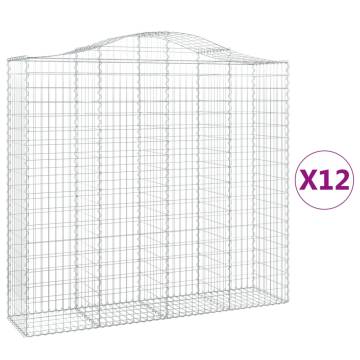 Arched Gabion Baskets - 12 pcs Galvanised Iron 200x50x180/200 cm