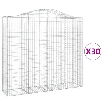 Arched Gabion Baskets - 30 pcs Galvanised Iron | HipoMarket