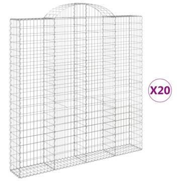 Arched Gabion Baskets - 20 pcs Galvanised Iron (200x30x200/220 cm)