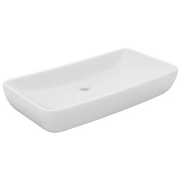 Luxury Rectangular Matt White Basin | 71x38 cm Ceramic