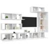 7 Piece High Gloss White TV Cabinet Set | Modern Living Room Furniture