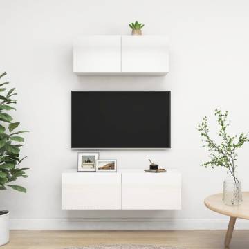 2 Piece High Gloss White TV Cabinet Set | HipoMarket