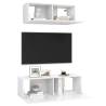 2 Piece High Gloss White TV Cabinet Set | HipoMarket