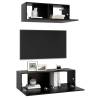 2 Piece TV Cabinet Set - Black Engineered Wood | Hipo Market