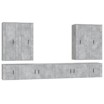 8 Piece Concrete Grey TV Cabinet Set - Stylish & Practical