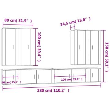 8 Piece Concrete Grey TV Cabinet Set - Stylish & Practical