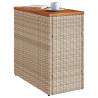 Beige Garden Side Table with Wooden Top - 58x27.5 cm