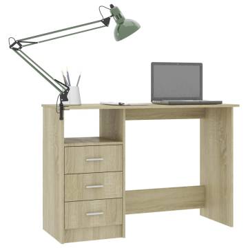 Sleek Desk with Drawers - Sonoma Oak 110x50x76 cm