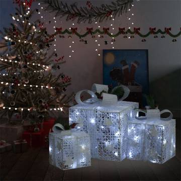 Decorative Christmas Gift Boxes | 3 pcs White - Indoor & Outdoor