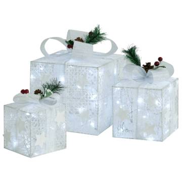 Decorative Christmas Gift Boxes | 3 pcs White - Indoor & Outdoor