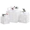 Decorative Christmas Gift Boxes | 3 pcs White - Indoor & Outdoor