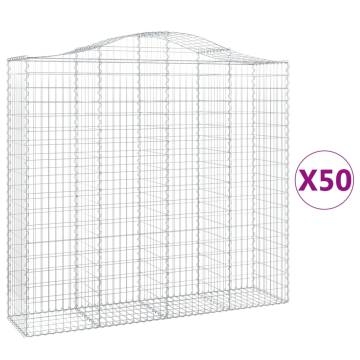 Arched Gabion Baskets - 50 pcs, 200x50x180/200 cm - Galvanised Iron