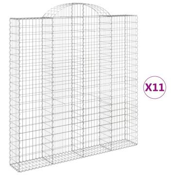 Arched Gabion Baskets (11 pcs) - Durable Garden Barriers