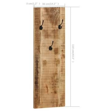 Wall-mounted Coat Racks - Solid Mango Wood Set of 2