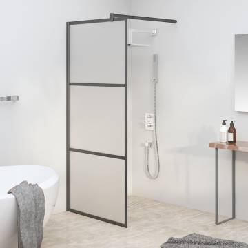 Walk-in Shower Wall 80x195 cm - Frosted ESG Glass Black