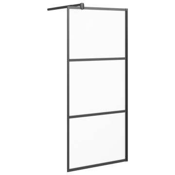 Walk-in Shower Wall 80x195 cm - Frosted ESG Glass Black