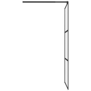 Walk-in Shower Wall 80x195 cm - Frosted ESG Glass Black