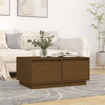 Honey Brown Solid Pine Coffee Table - Elegant & Spacious