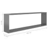 High Gloss Grey Wall Cube Shelf Set - 4 pcs | Hipomarket