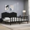 Bed Frame with Headboard Black 180x200 cm Super King Solid Wood Colour black Size 180 x 200 cm 