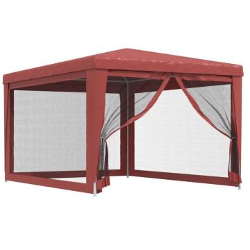 Red Party Tent 3x4m with Mesh Sidewalls - Durable & Stylish