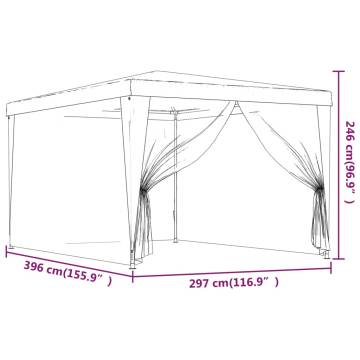 Red Party Tent 3x4m with Mesh Sidewalls - Durable & Stylish