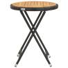 Tea Table Black 60 cm - Poly Rattan & Acacia Wood