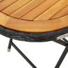 Tea Table Black 60 cm - Poly Rattan & Acacia Wood