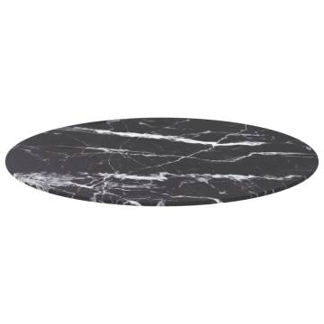 Table Top Black 70x0.8 cm Tempered Glass with Marble Design