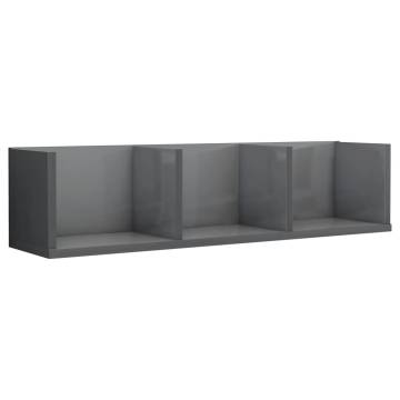 CD Wall Shelf High Gloss Grey | Stylish Storage Solution