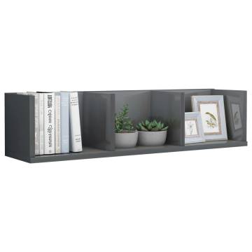 CD Wall Shelf High Gloss Grey | Stylish Storage Solution