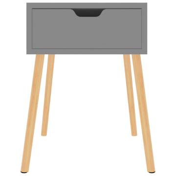 Stylish Grey Bedside Cabinet - Durable Engineered Wood